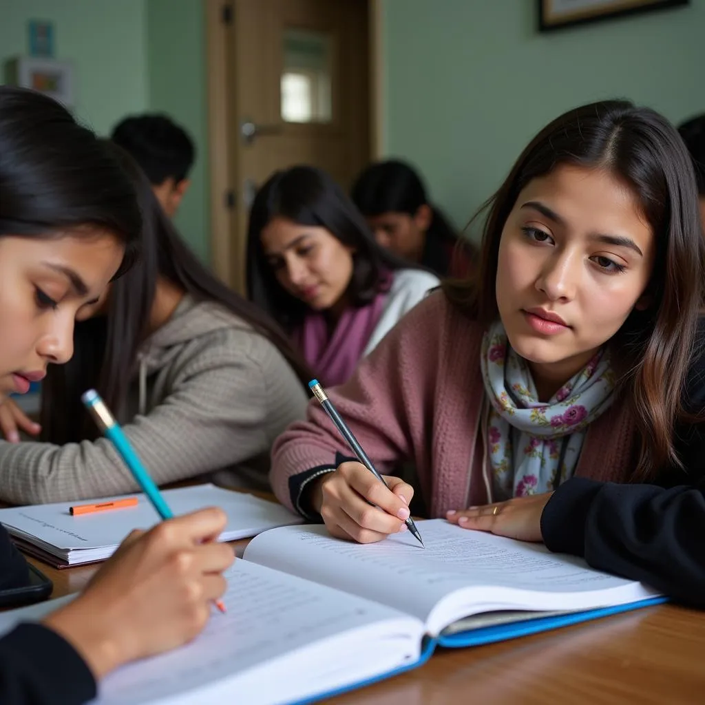 Pakistani Students Studying for Board Exams