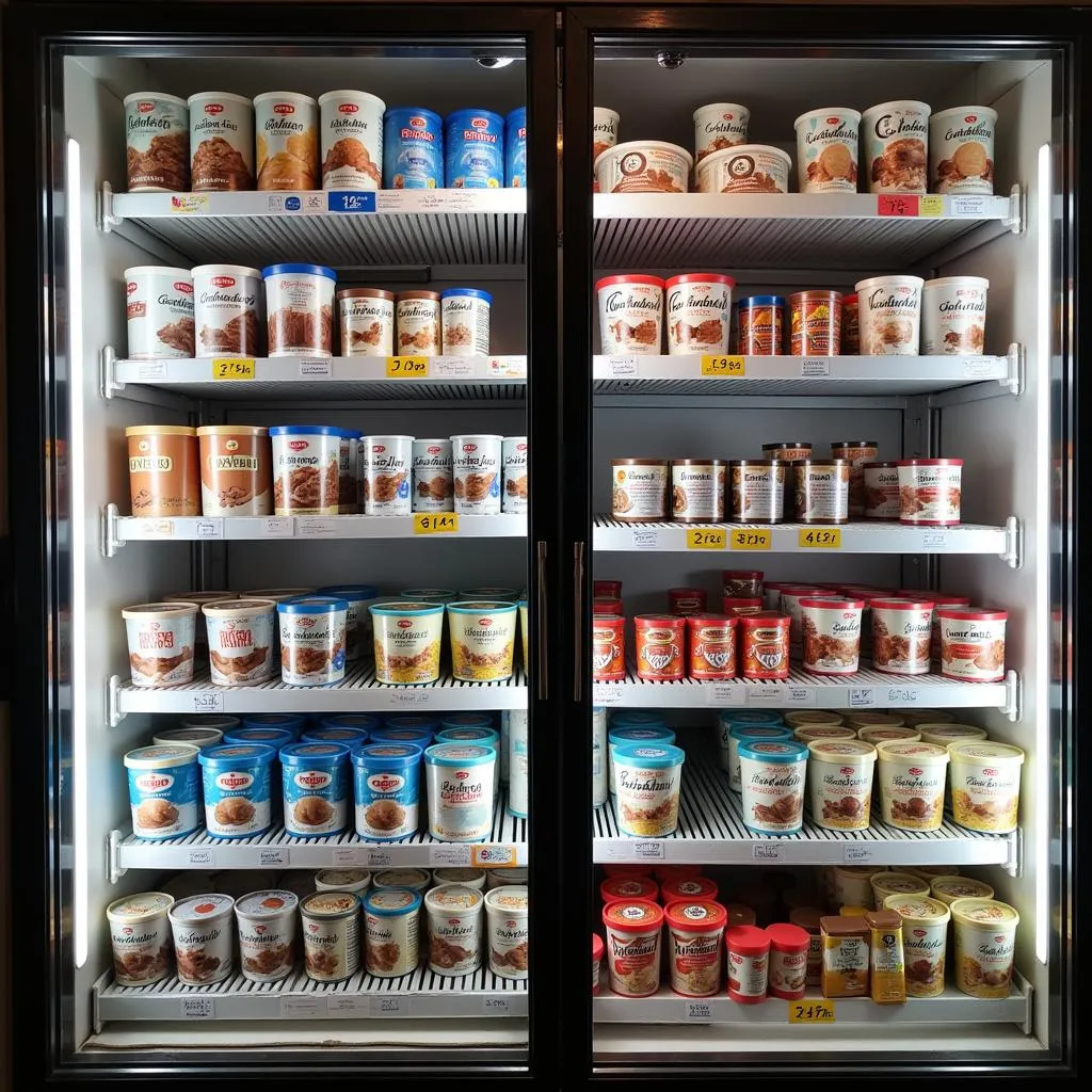 Ice cream freezer in a Pakistani supermarket