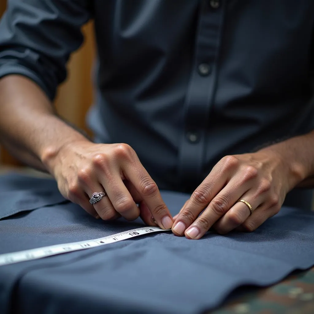 Pakistani Tailor Taking Measurements