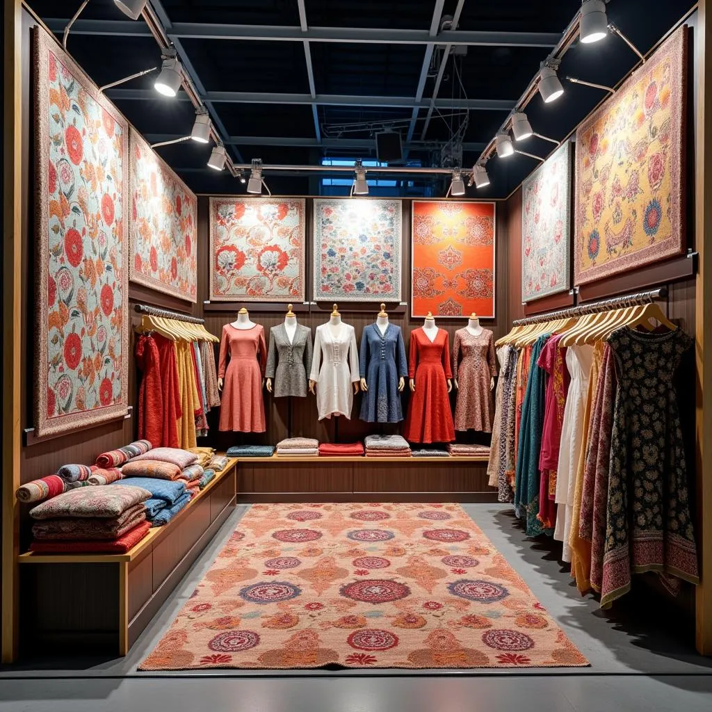 Pakistani textiles displayed in a global market