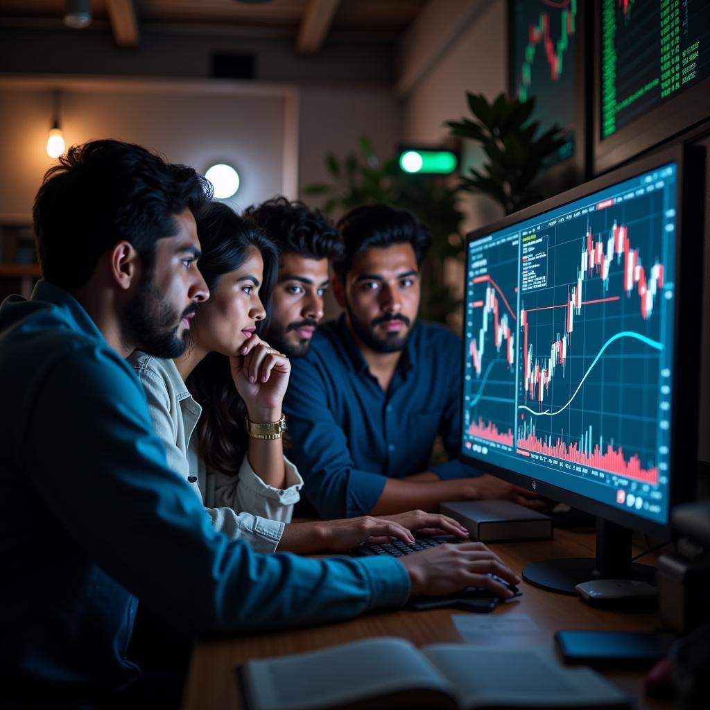 Pakistani Traders Analyzing Charts