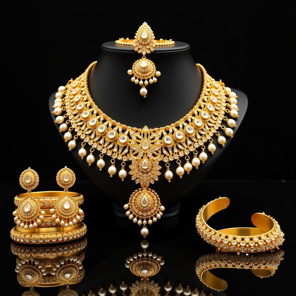 Pakistani Bridal Gold Plated Jewelry Set