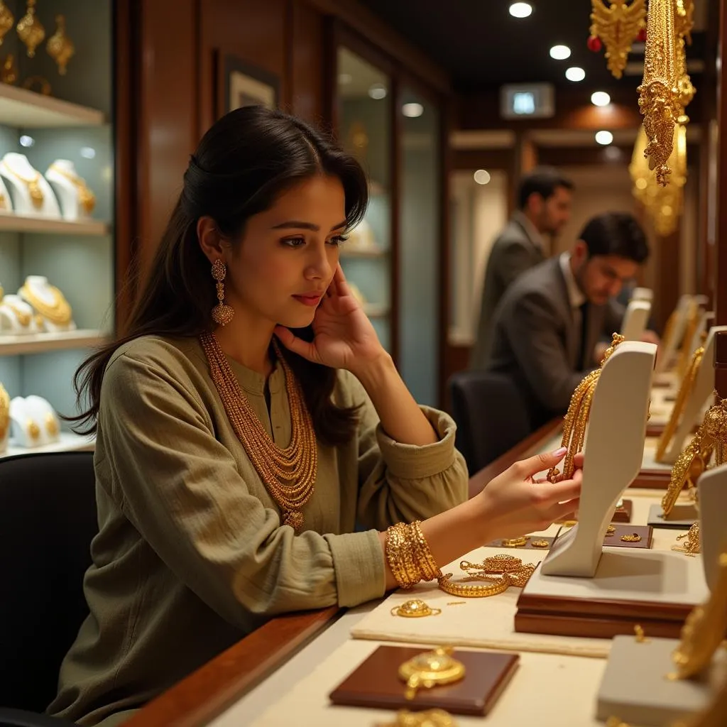 Pakistani Woman Buying Gold Jewelry