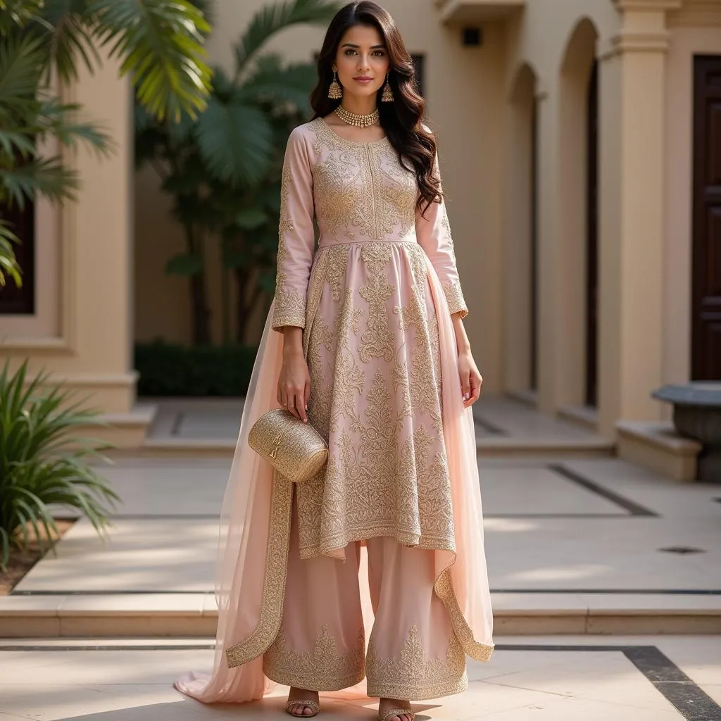 Pakistani woman in formal wear with accessories