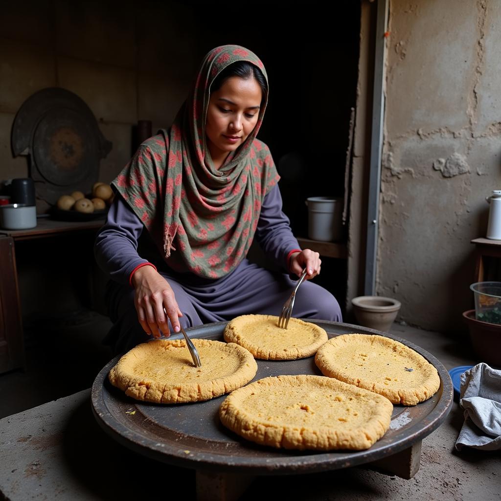 Pakistani Woman Making Bajri Roti