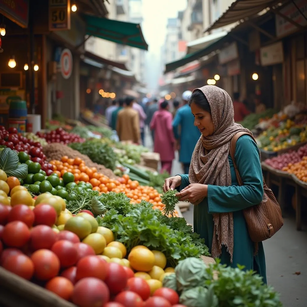 Pakistani Woman Shopping for Groceries