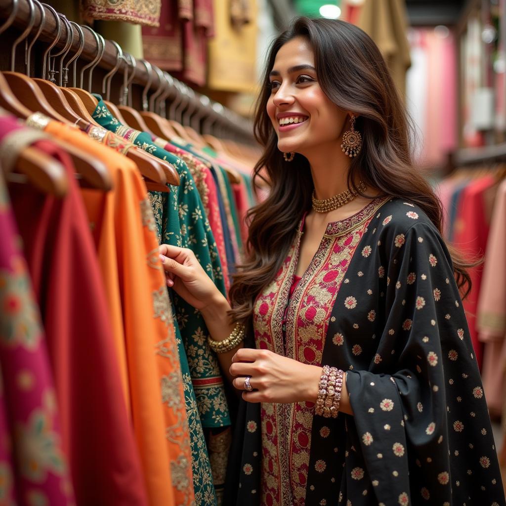 Woman Browsing Palachi Suits in a Boutique