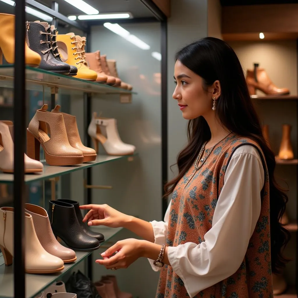 Pakistani Woman Shopping for Shoes