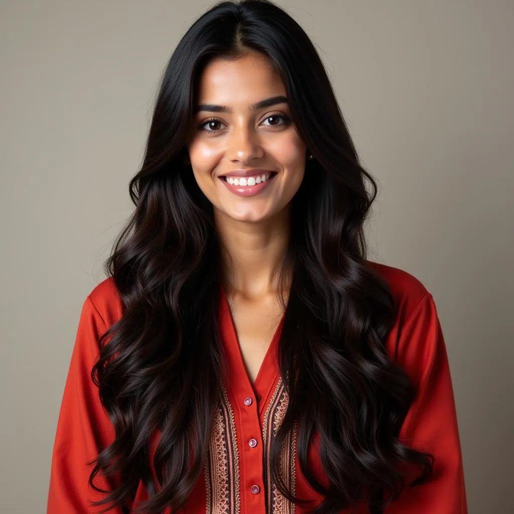 Pakistani Woman with Healthy, Shiny Hair