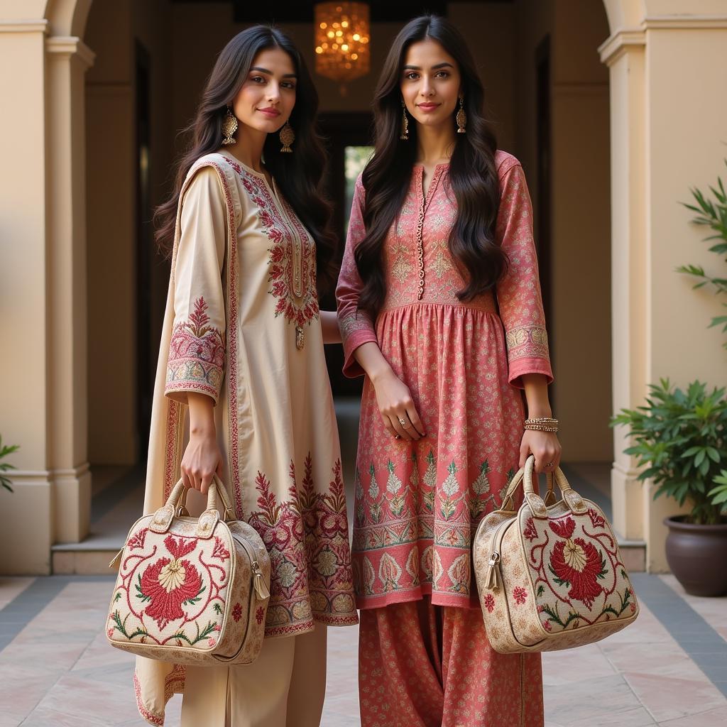 Women in Pakistan carrying potli bags