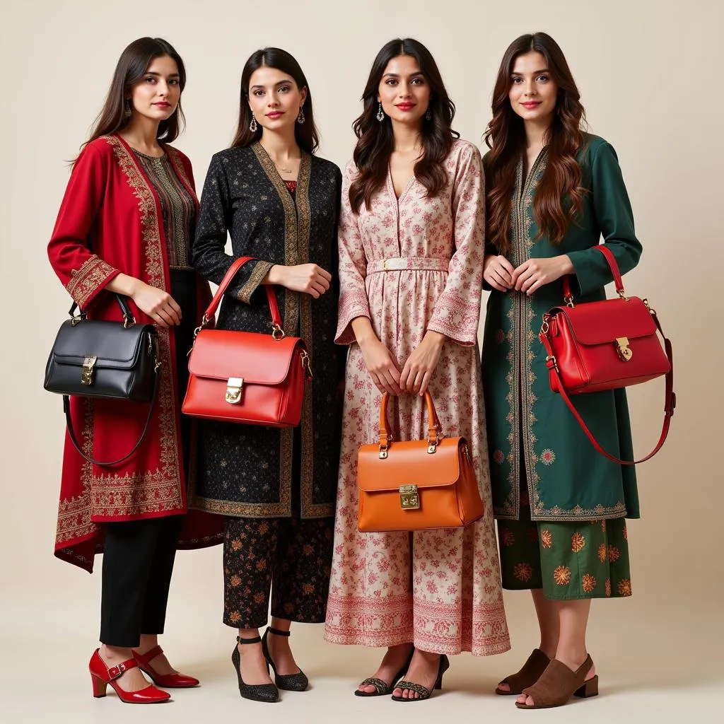 Pakistani Women Carrying Stylish Handbags