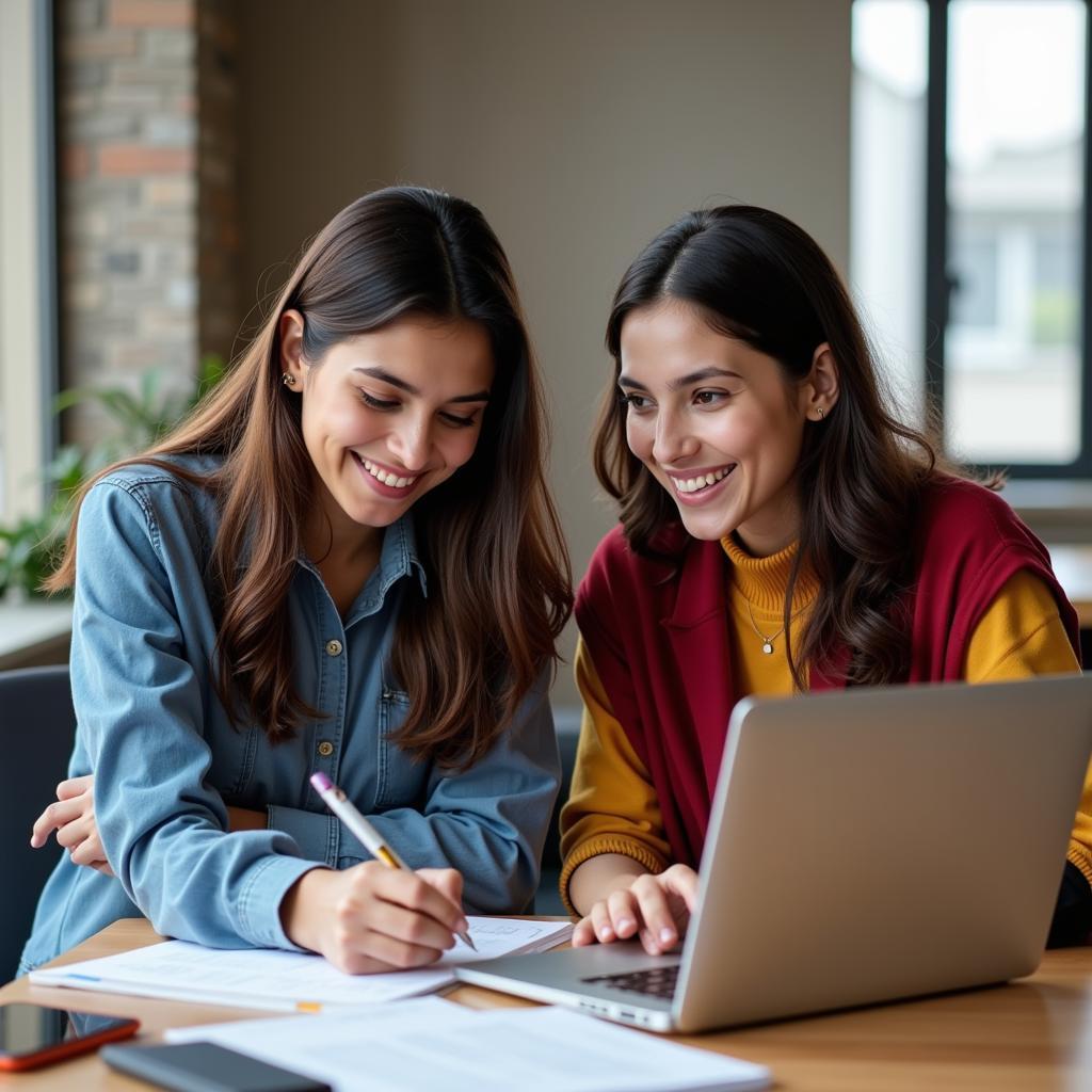 Pakistani Women Entrepreneurs Working on Laptops