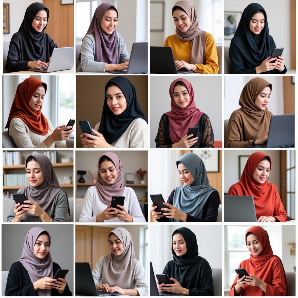 Pakistani women browsing online hijab stores