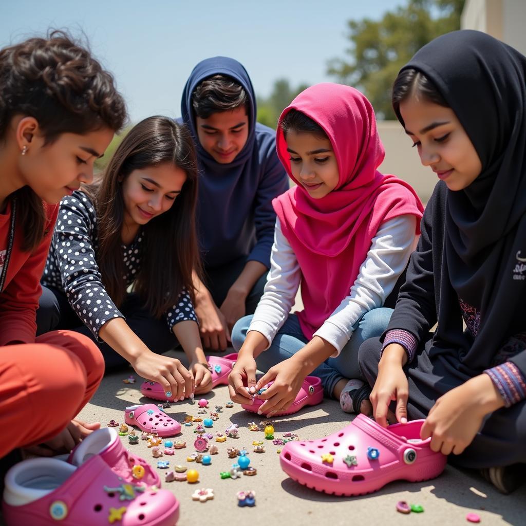 Young Pakistanis customizing their Crocs with Jibbitz™