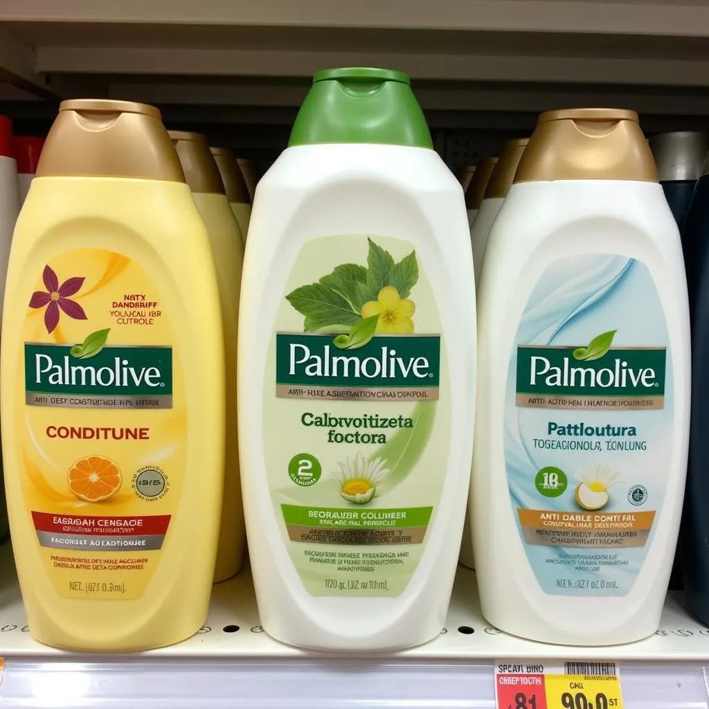 Different Palmolive Conditioners on a Shelf