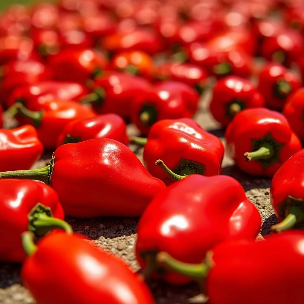 Sun-dried paprika peppers