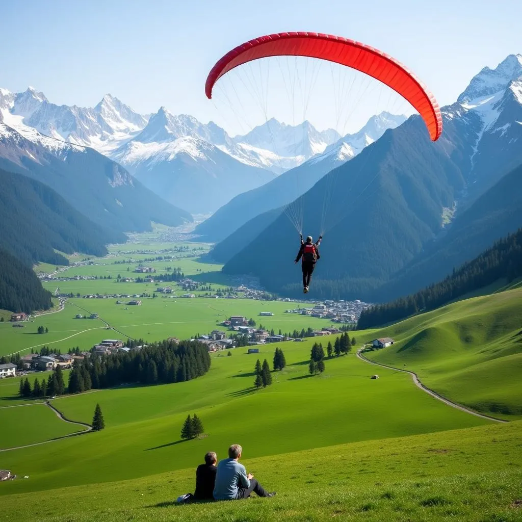 Tourists Paragliding in Hunza Valley