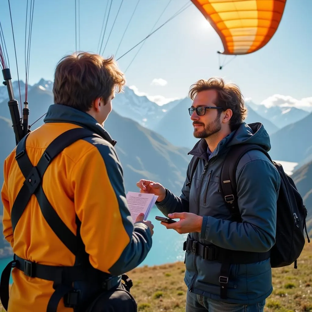 Paragliding Pilot Giving Instructions