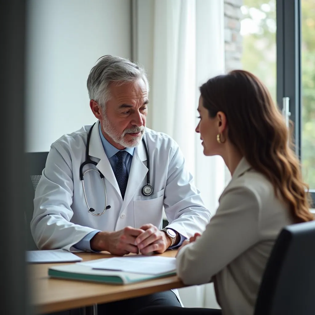 Patient and doctor discussing Enbrel treatment plan and cost