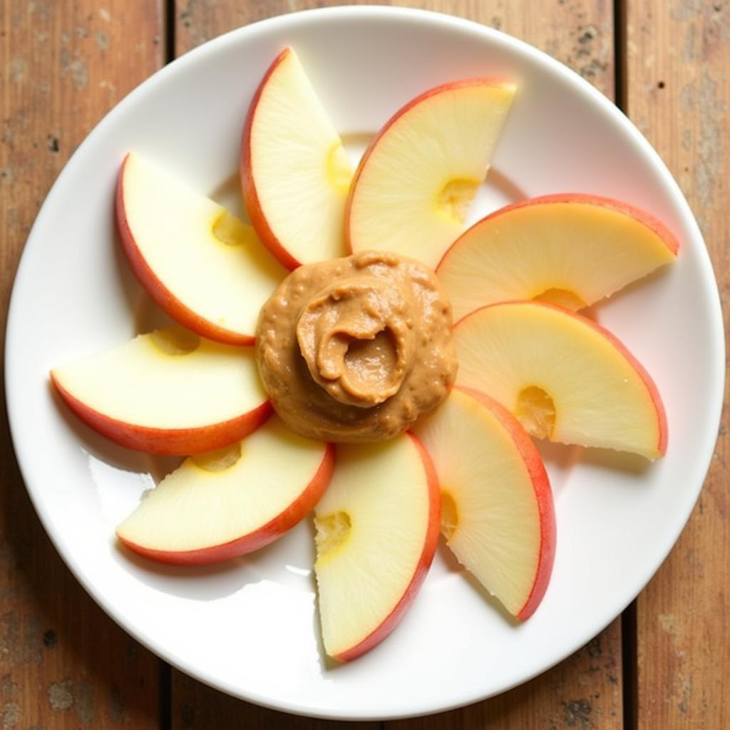 Plate of apple slices and low-fat peanut butter