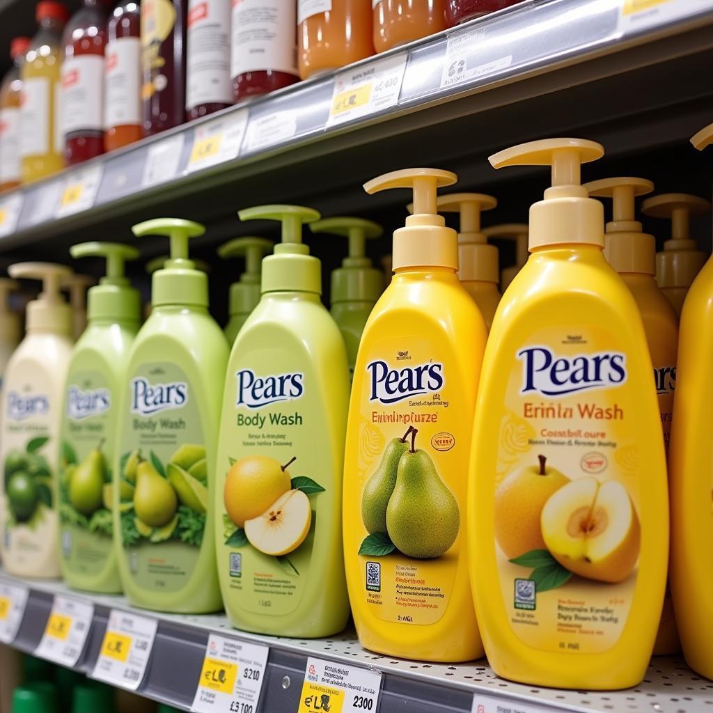 Pears Body Wash Variety on a Supermarket Shelf