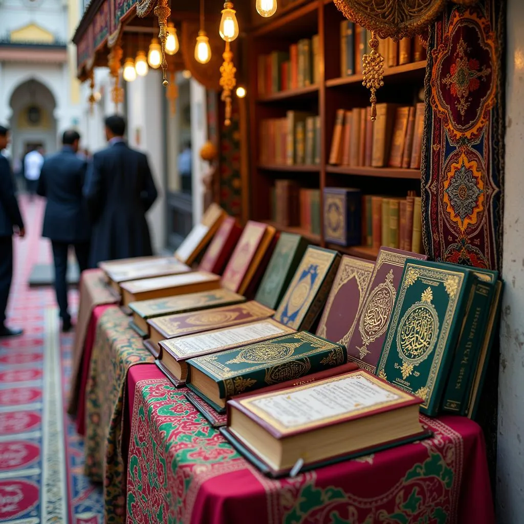 Pen Wala Quran for Sale at a Mosque Stall in Pakistan