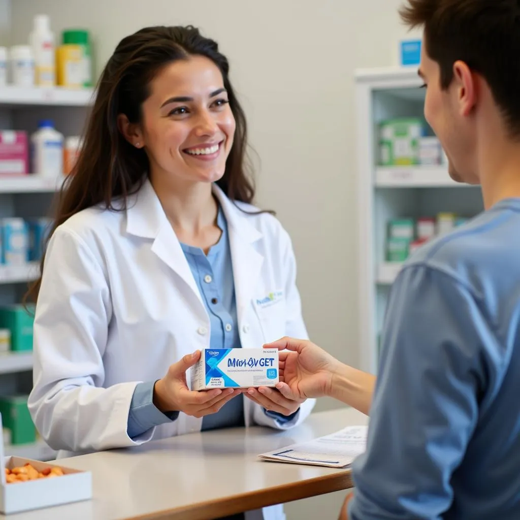 Pharmacist dispensing Moxiget