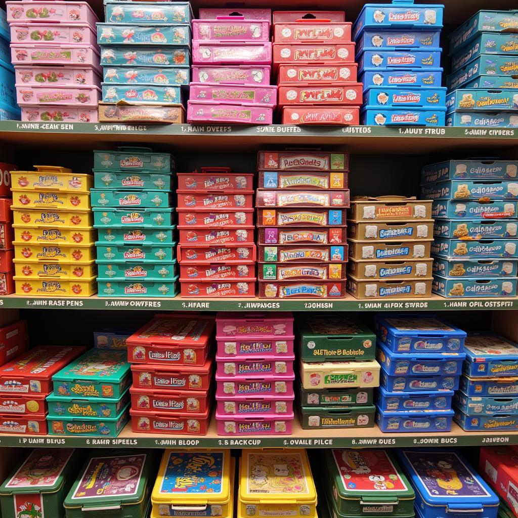 Colorful Plastic Pencil Boxes in a Pakistani Shop