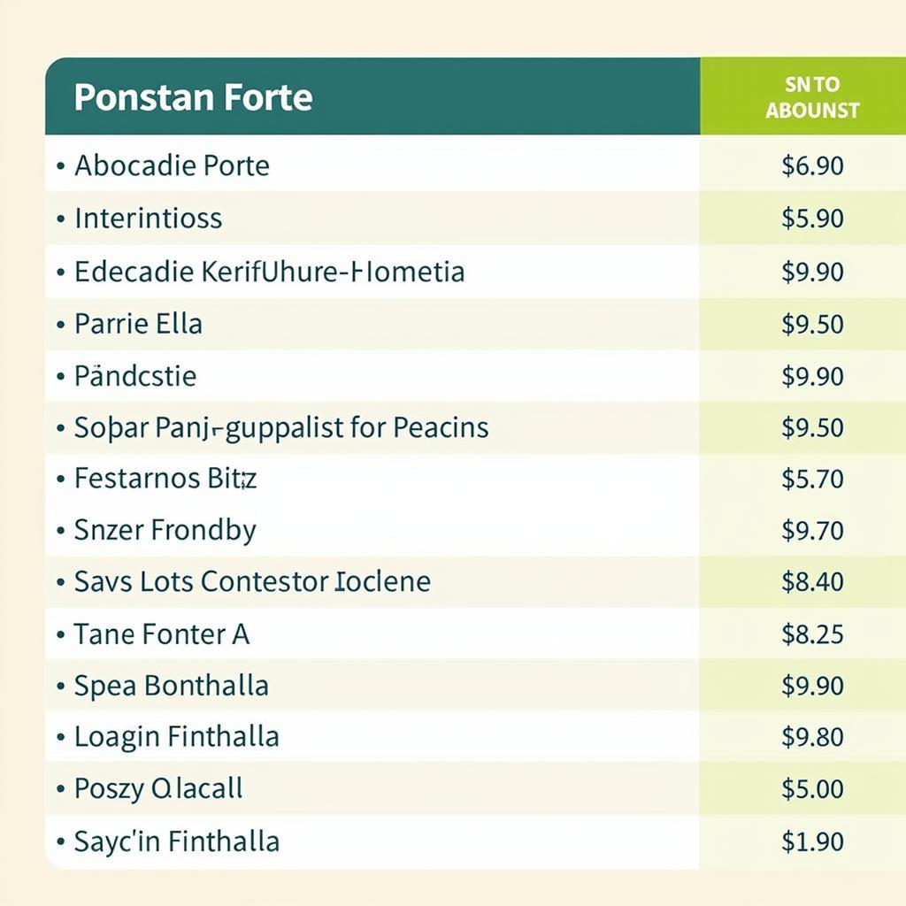 Ponstan Forte Price List