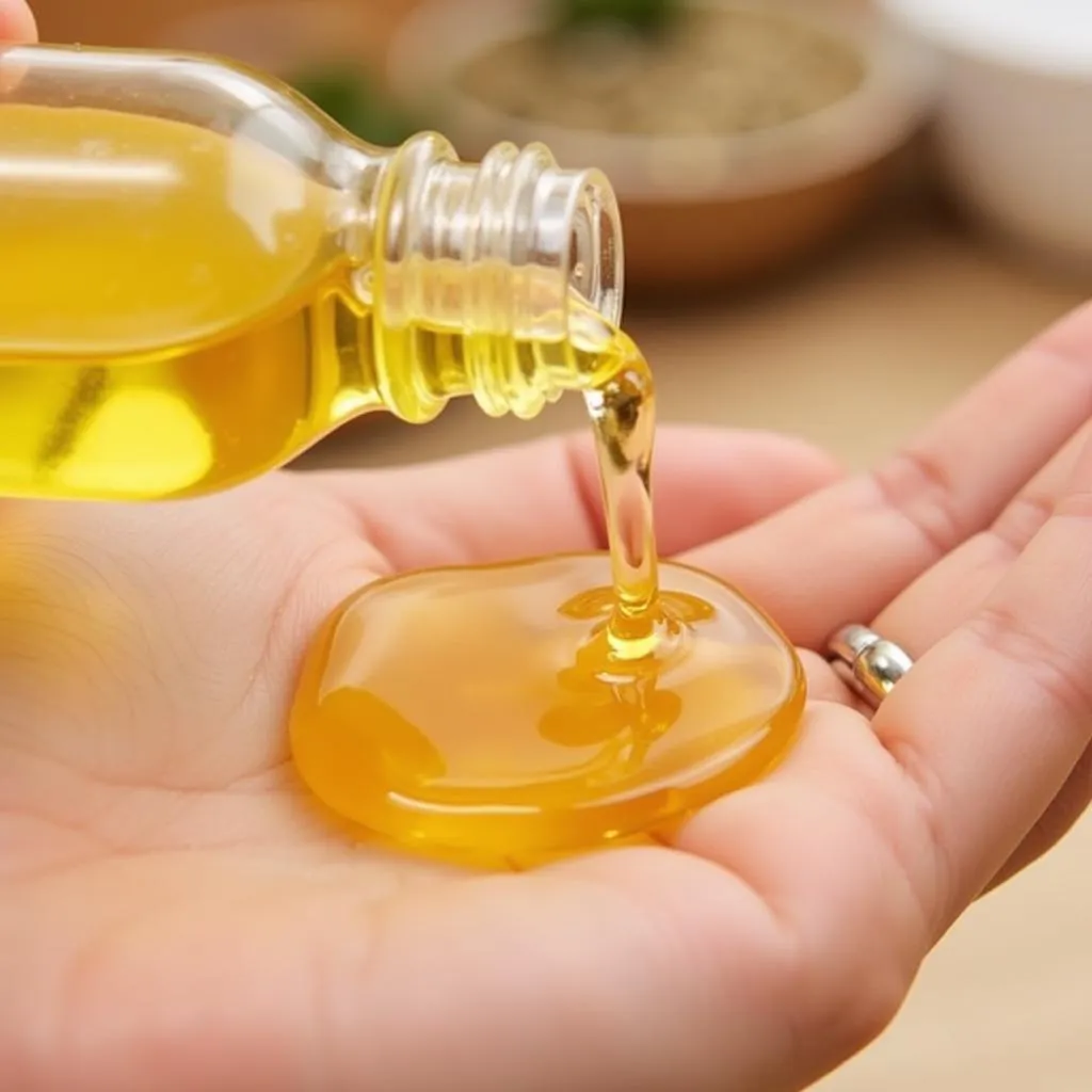 Pouring Jojoba Oil