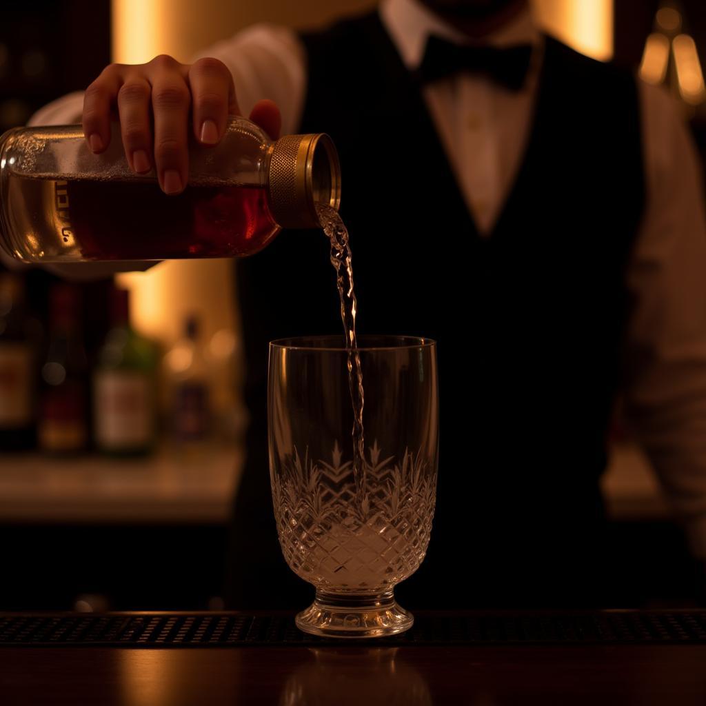 Close-up of a Bartender Pouring Premium London Dry Gin in Pakistan