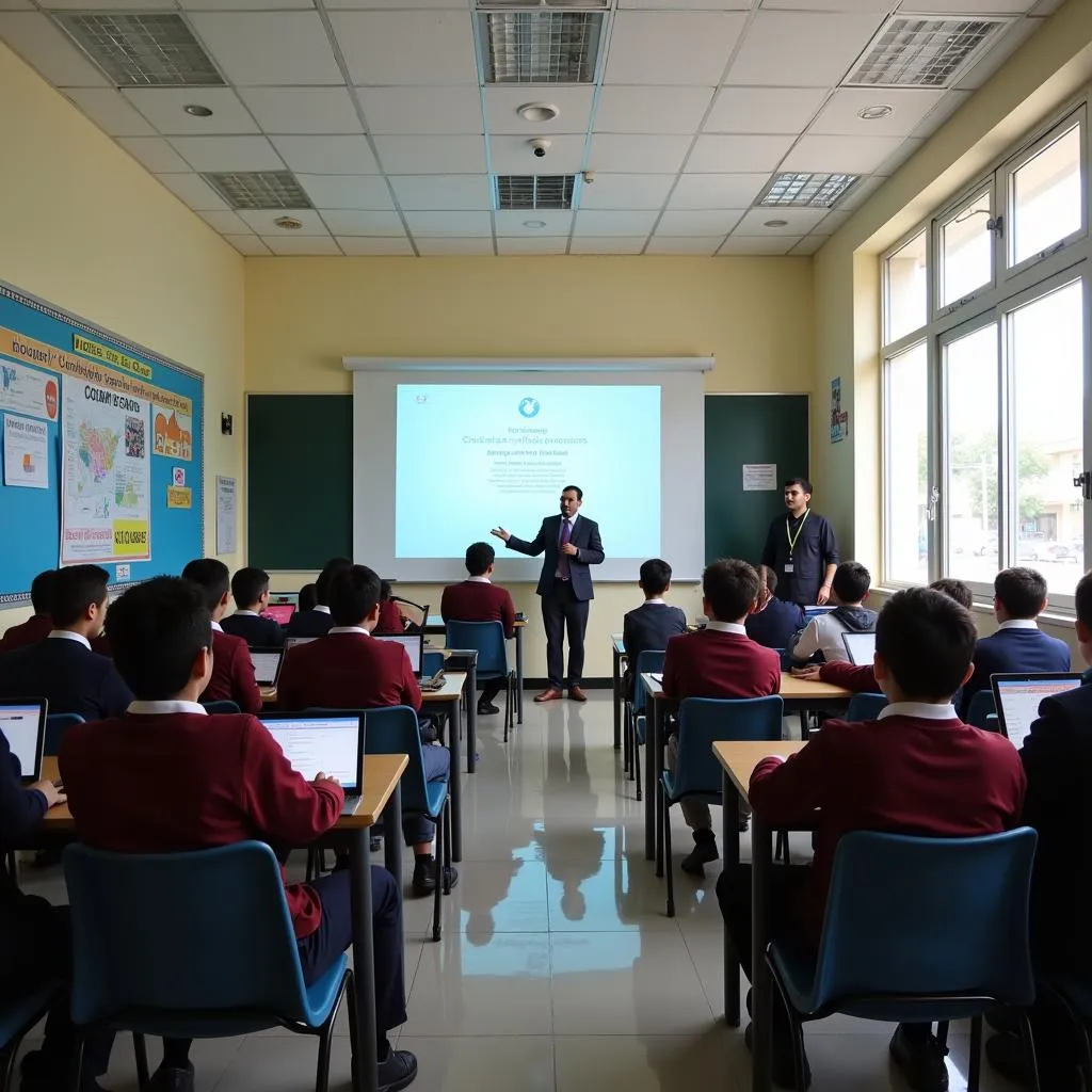 Students in a Modern Private School Classroom in Pakistan