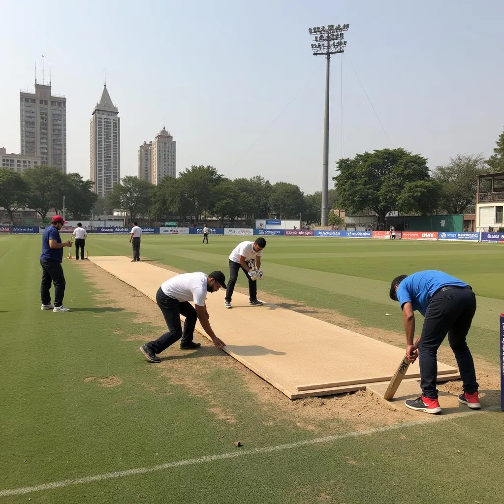 Professional Cricket Wicket Installation