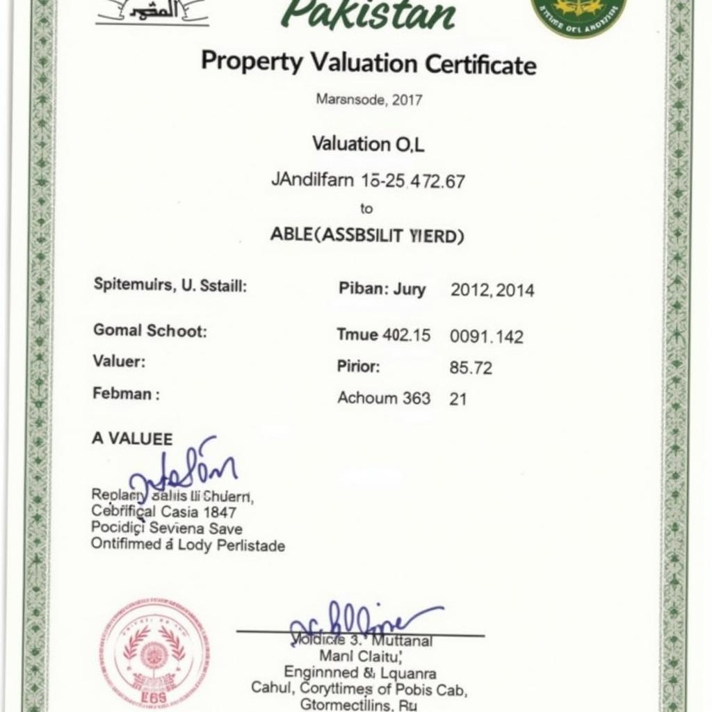 Property Valuation Certificate Sample