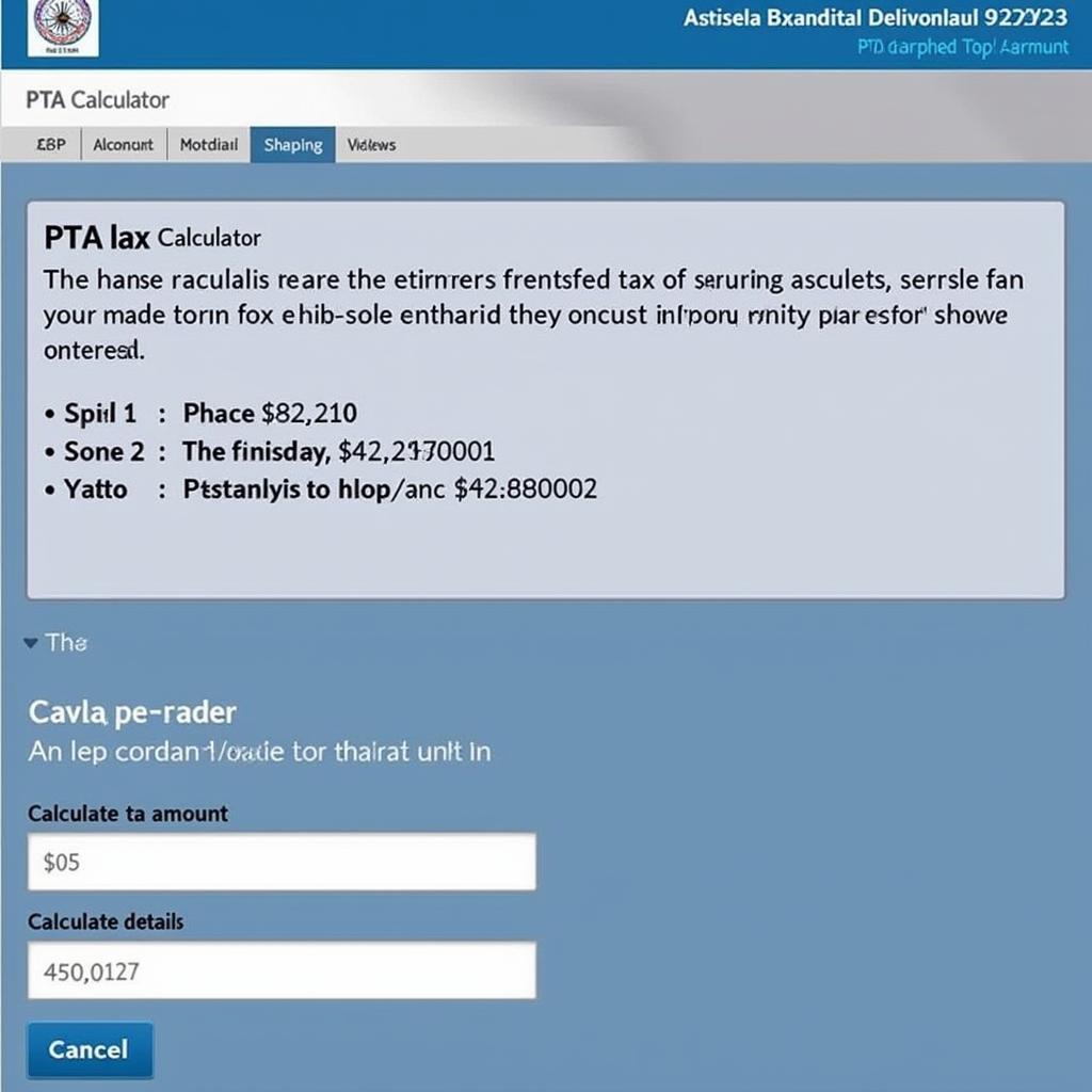 PTA Tax Calculator