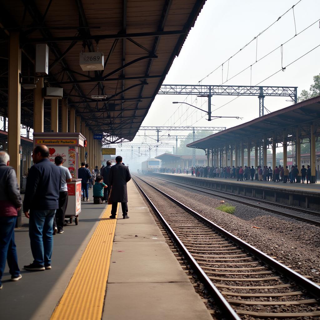 bustling Rawalpindi Railway Station platform