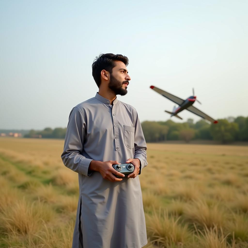 RC Plane Enthusiast Preparing for Takeoff