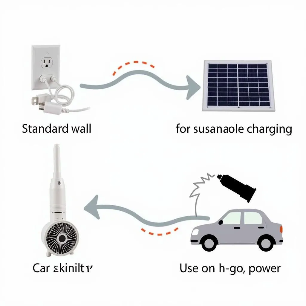 Different ways to charge a rechargeable fan