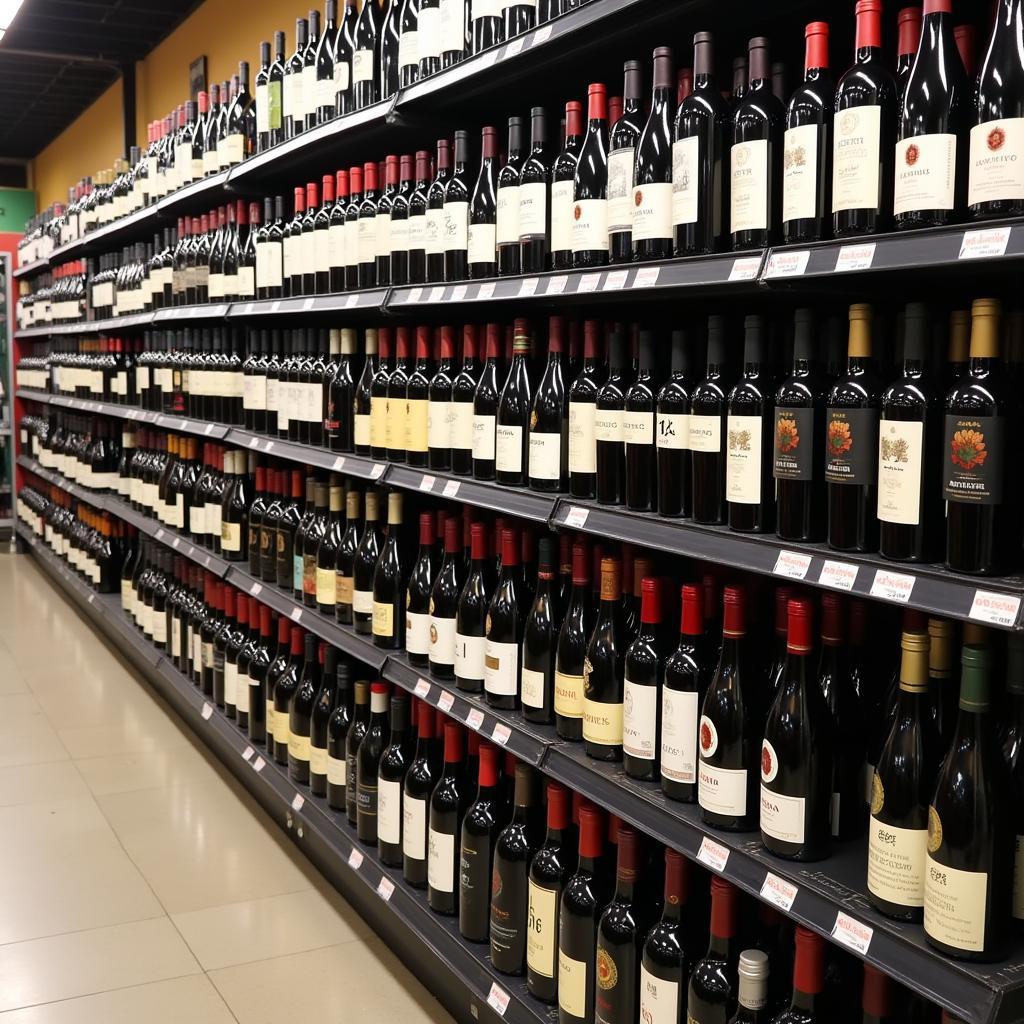 Red Wine Bottles Displayed in a Pakistani Supermarket