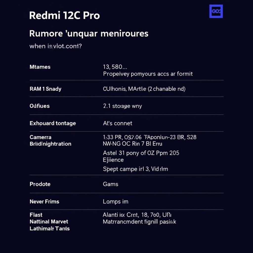 Redmi 12C Pro Rumored Specs and Pakistan Price