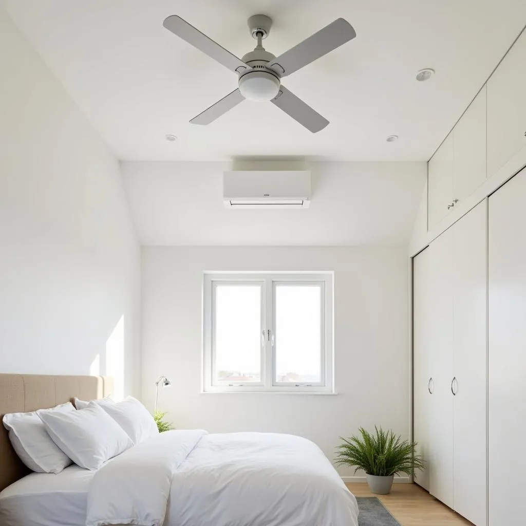 Remote Controlled False Ceiling Fan in Bedroom