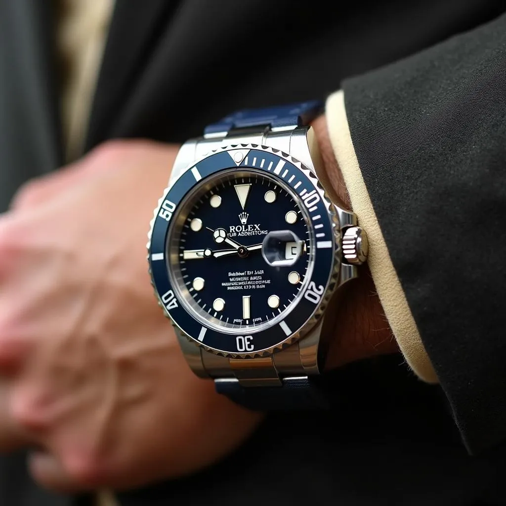 Close-up of a Rolex Submariner on a wrist