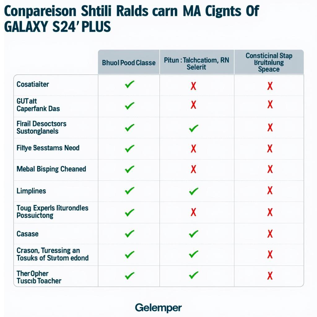 Samsung Galaxy S24 Plus Comparison Chart