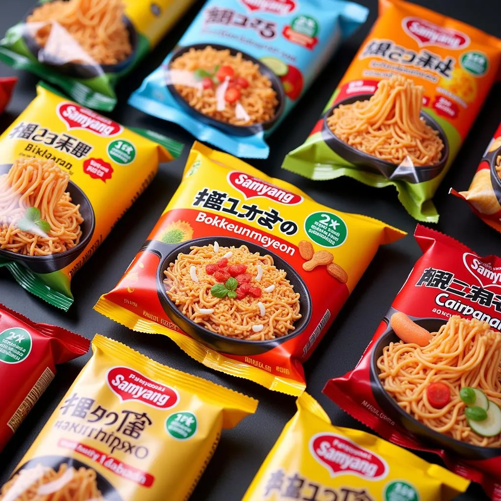 Assortment of Samyang Noodle Flavors