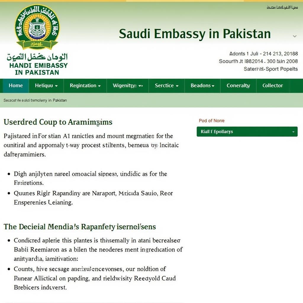 Saudi Embassy Website Information Page