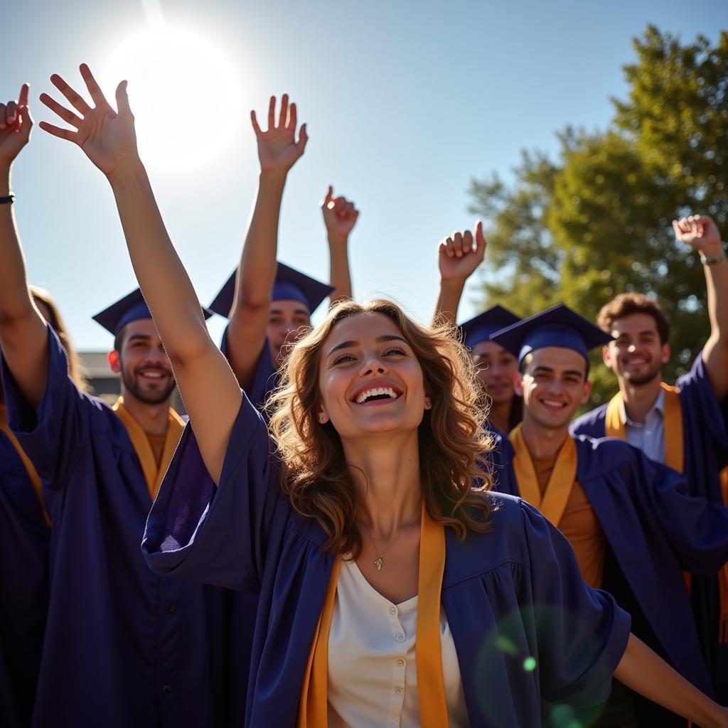 Students celebrating graduation, signifying future opportunities