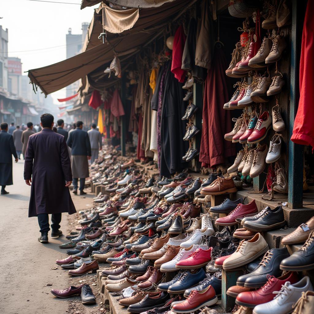 Second Hand Shoe Stall in Pakistan