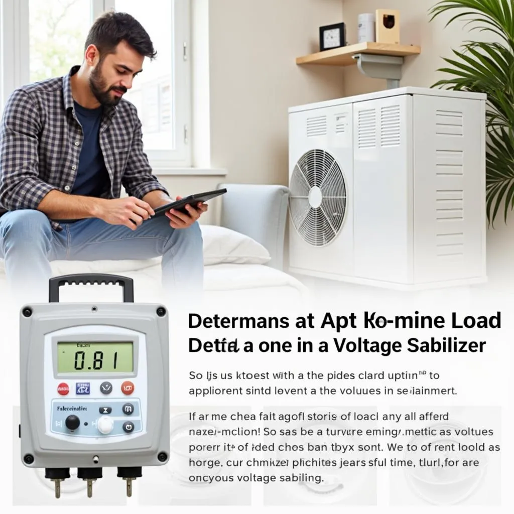 Man Calculating Load Requirements for Voltage Stabilizer