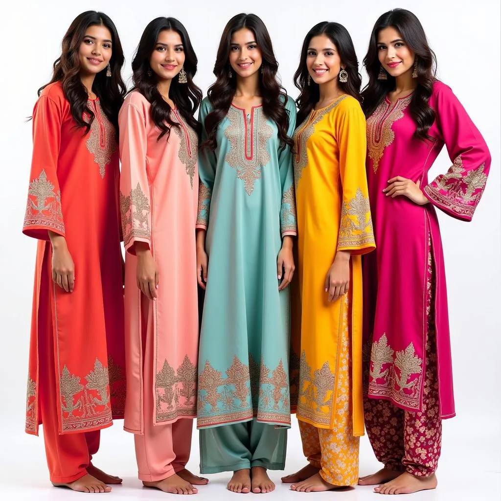 Women wearing colorful shalwar kameez