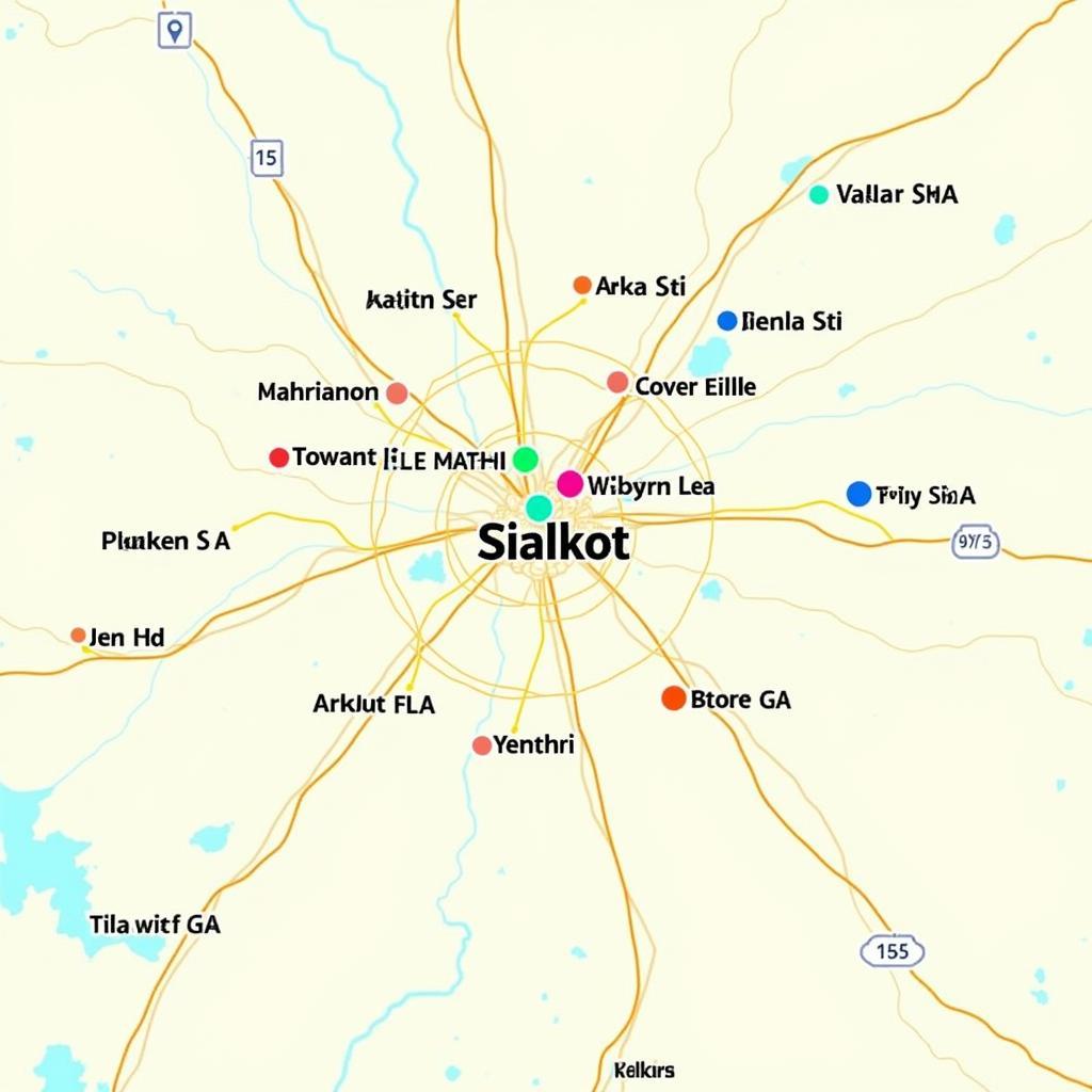 Map of Sialkot with Postal Codes